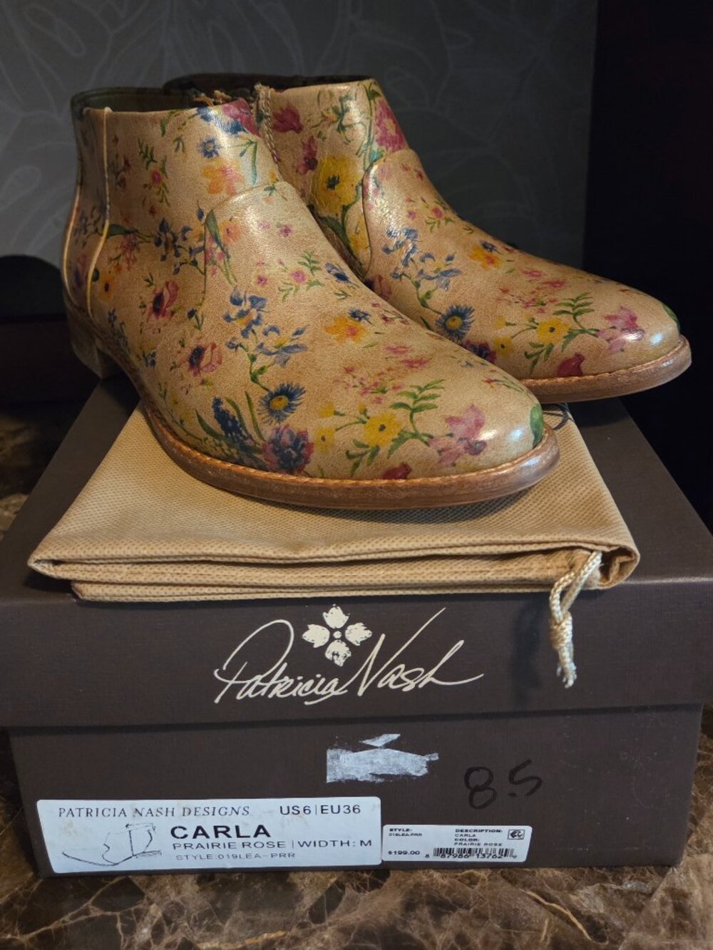 PATRICIA NASH CARLA BOOTIE -- PRAIRIE ROSE -- US6M EU36 -- NIB incl dust bag